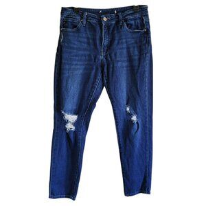 2 for $30 Kancan Jeans 13/30 Distressed Dark Wash Stretchy Ankle Mid Rise